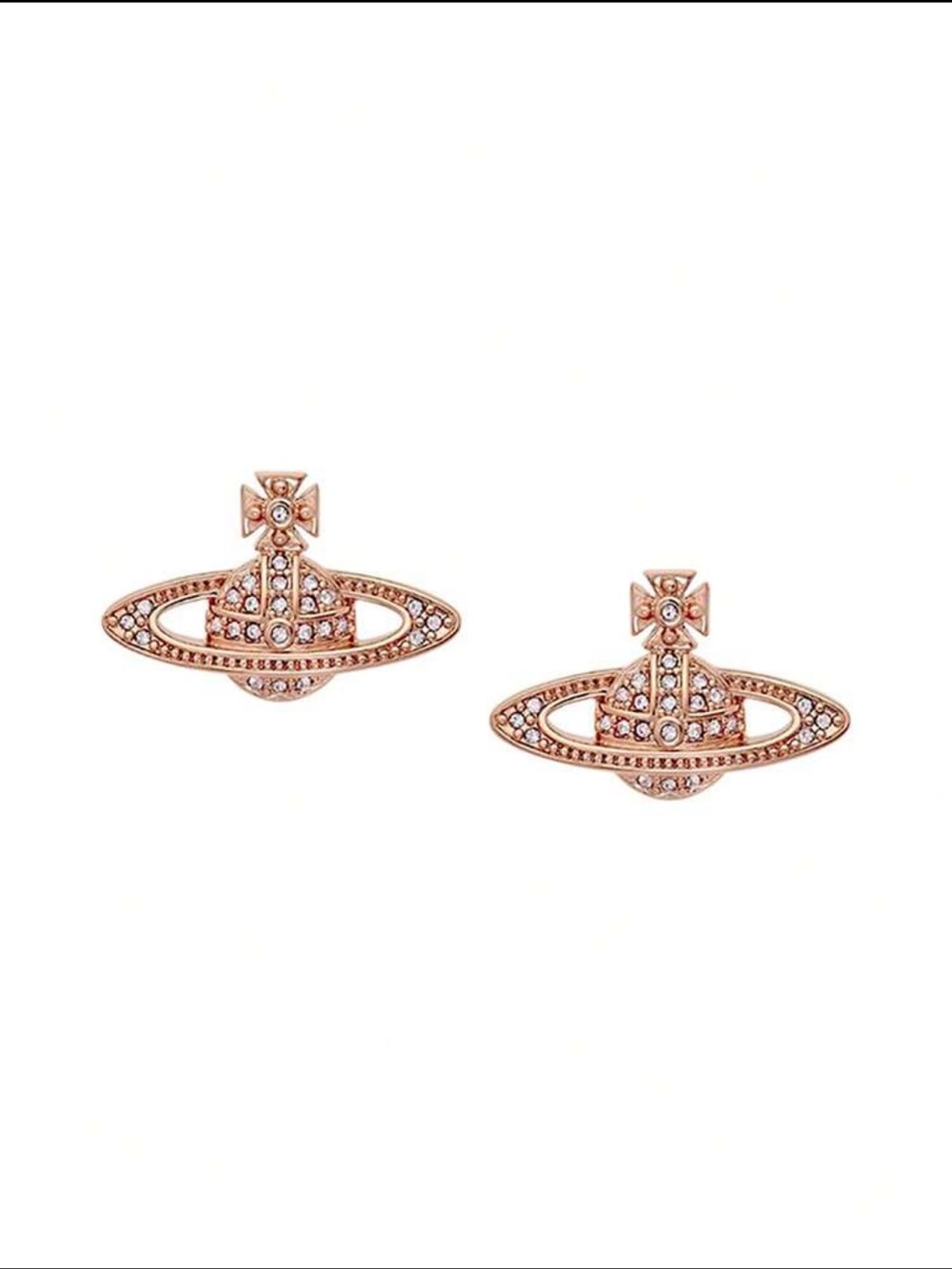 Crystal Accent Rose Gold Planet Orbit Stud Earrings